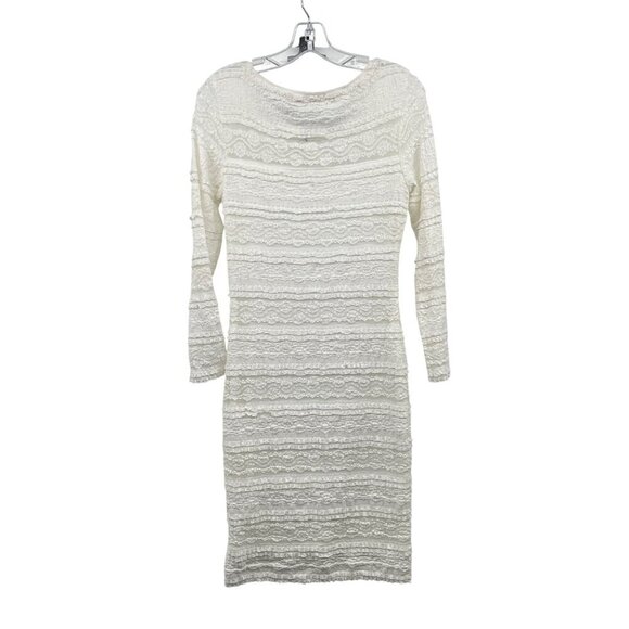 Chelsea & Violet Textured Lace Sheath Dress Midi Long Sleeve Ivory Size Medium - Picture 7 of 9